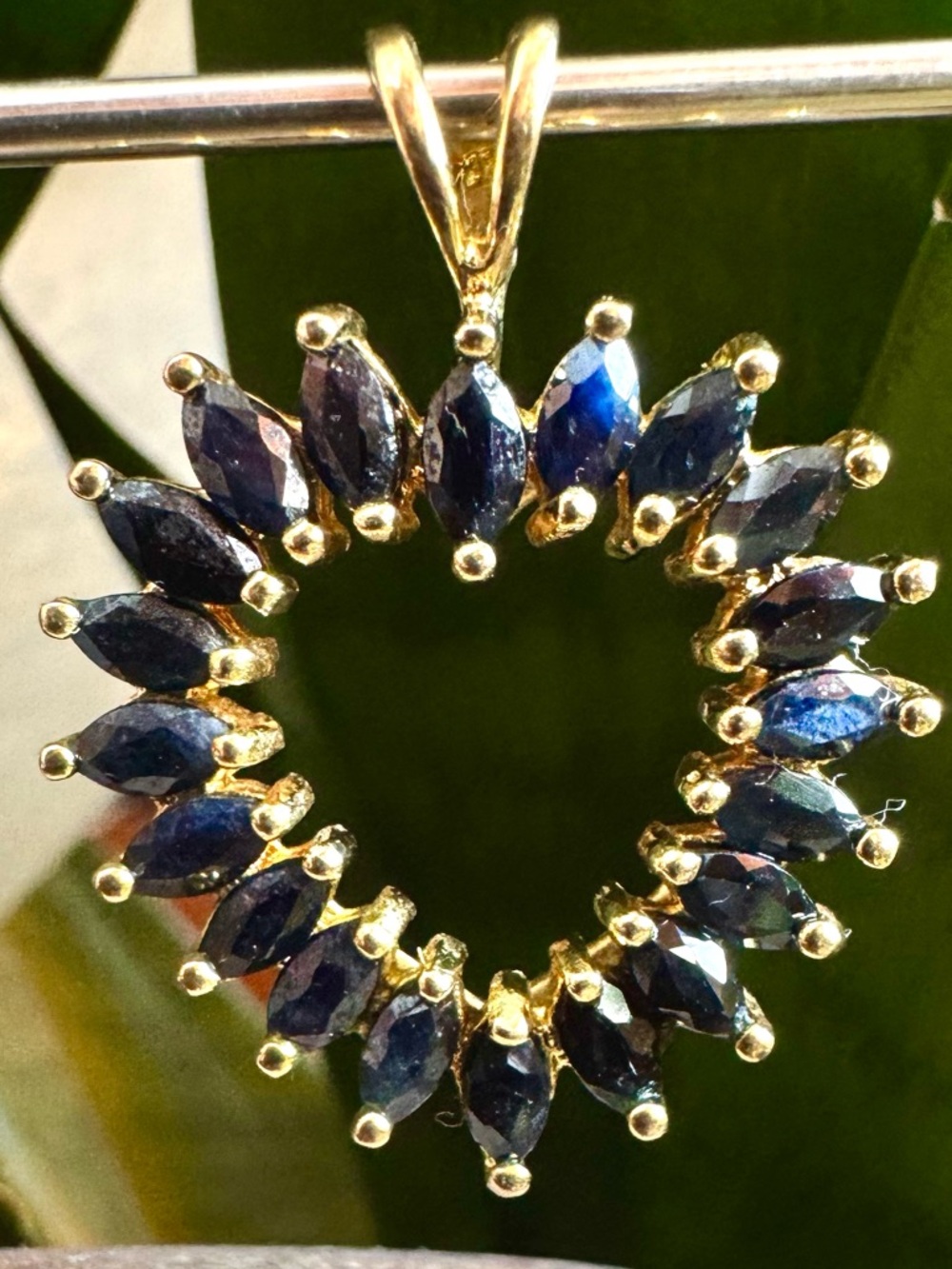 Sterling ( gold plated ) Sapphire Heart Pendant